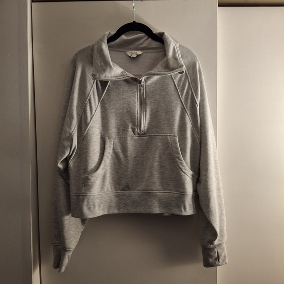 Danskin Womem's Gray Polo Collar Cropped Sweatshirt - Picture 1 of 9